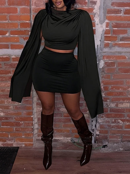 Draped Top & Skirt Set