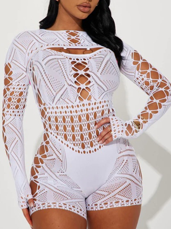 Cutout Mesh Romper