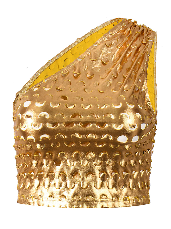 Metallic One-Shoulder Top