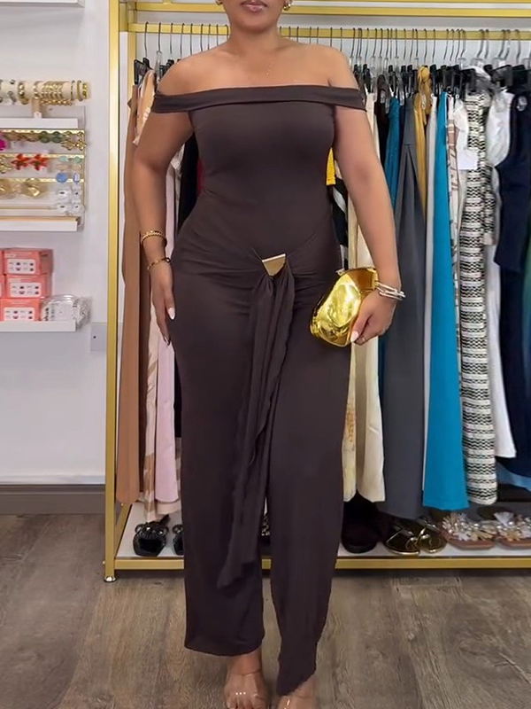 Off-Shoulder Draped Jumpsuit