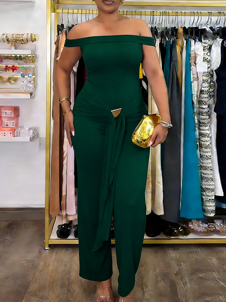 Off-Shoulder Draped Jumpsuit