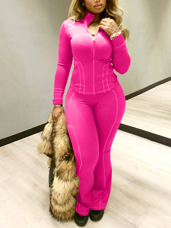 Stripe Zip-Front Jacket & Pants Set