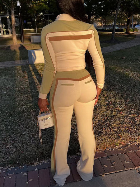 Colorblock Zip-Front Jacket & Pants Set