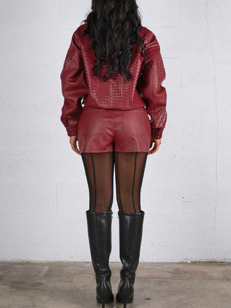 Faux-Leather Zip-Front Jacket
