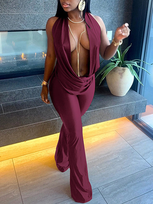 Cowl-Neck Halter Jumpsuit