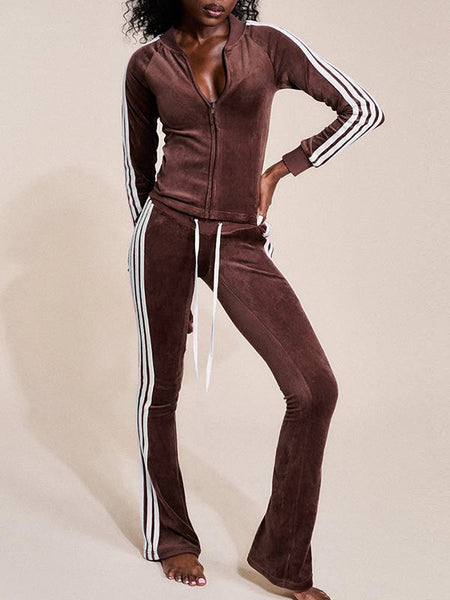 Side-Stripe Velvet Jacket & Pants Set