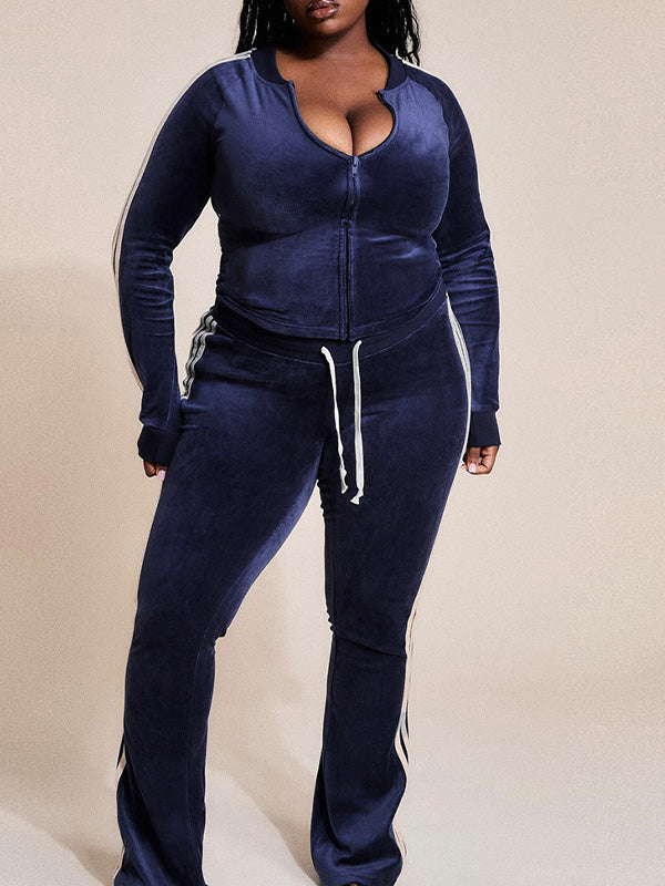 Side-Stripe Velvet Jacket & Pants Set