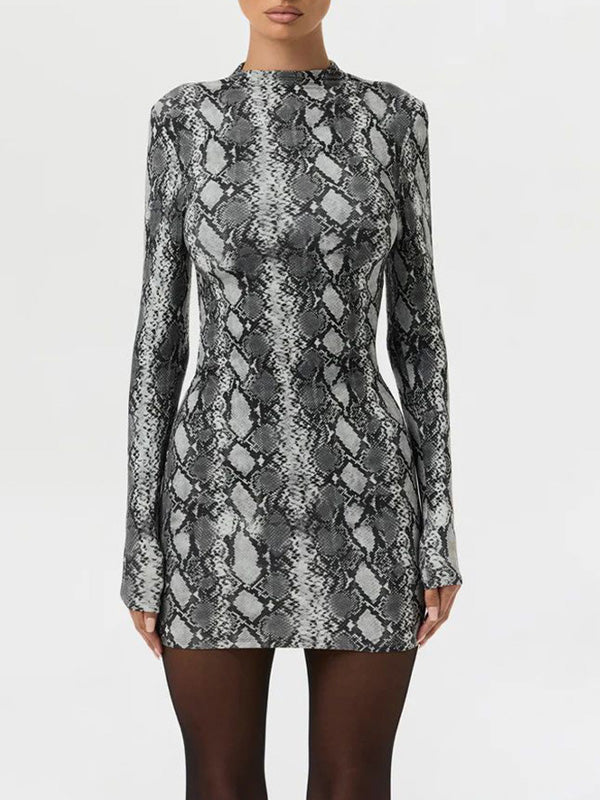 Snake-Print Bodycon Dress