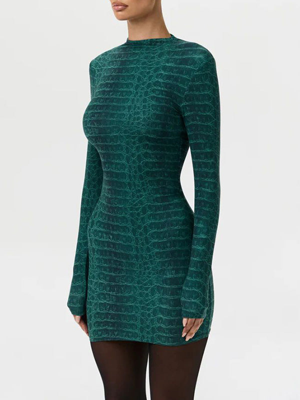 Snake-Print Bodycon Dress