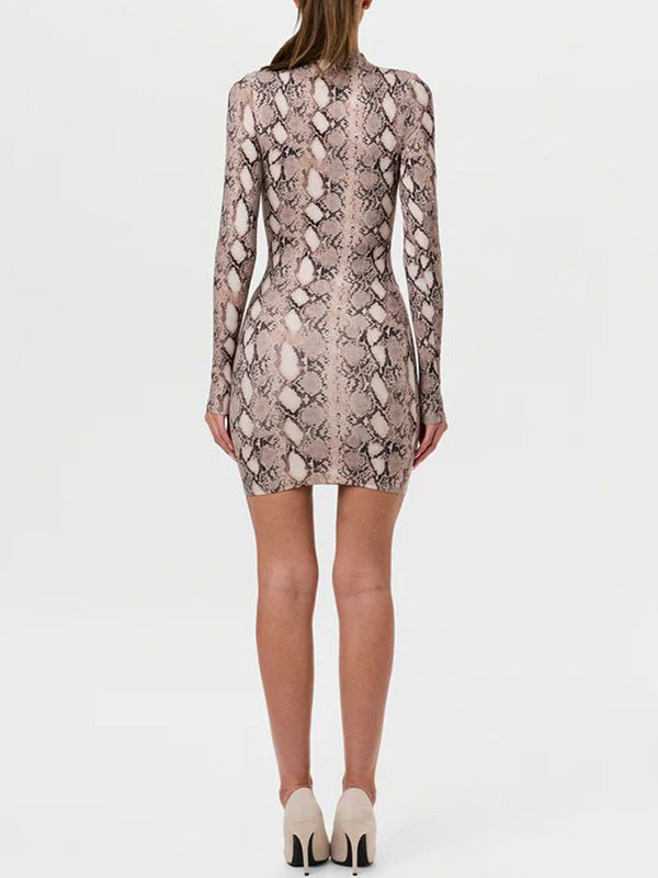 Snake-Print Bodycon Dress