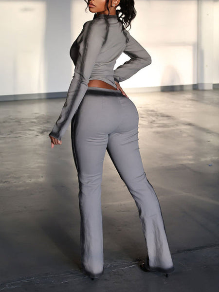 Printed Zip-Front Jacket & Pants Set