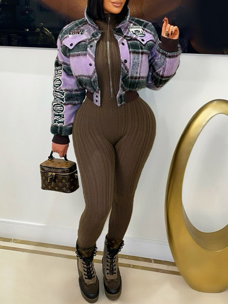 Plaid Button-Front Jacket