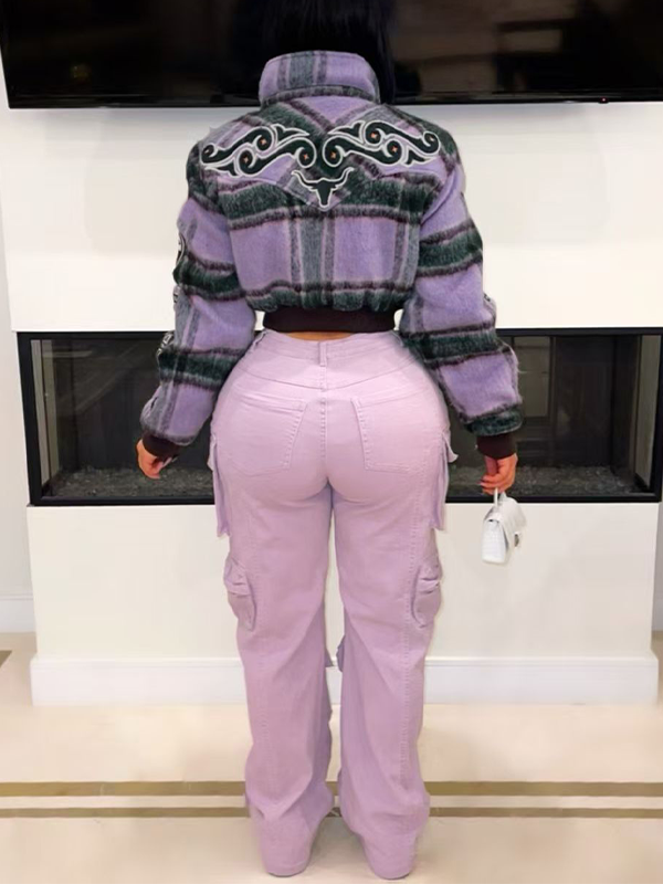 Plaid Button-Front Jacket