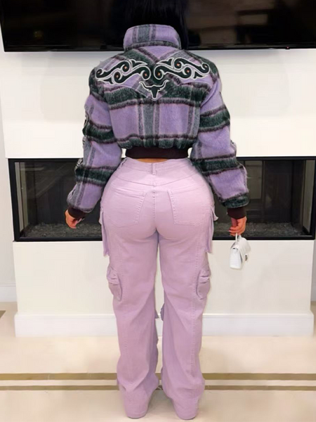 Plaid Button-Front Jacket