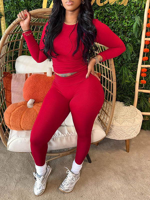 Solid Tee & Skinny Pants Set