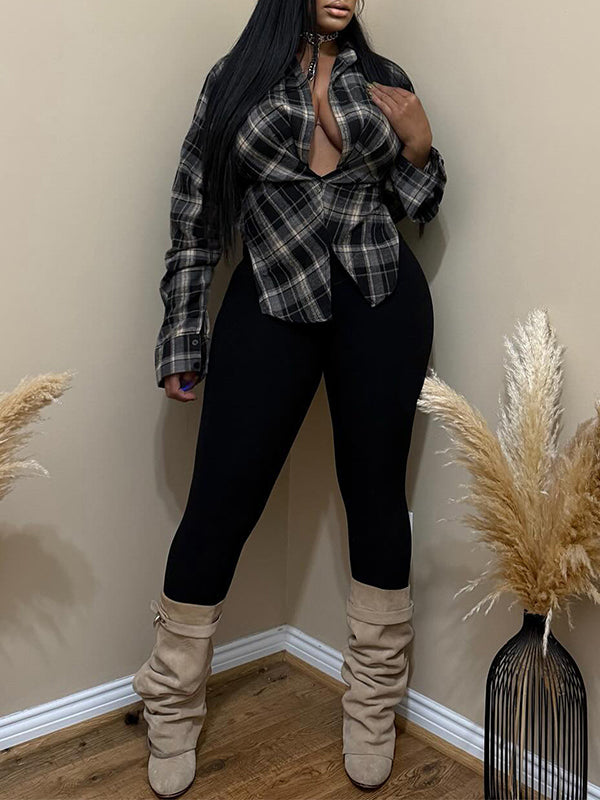 Plaid Side-Slit Shirt