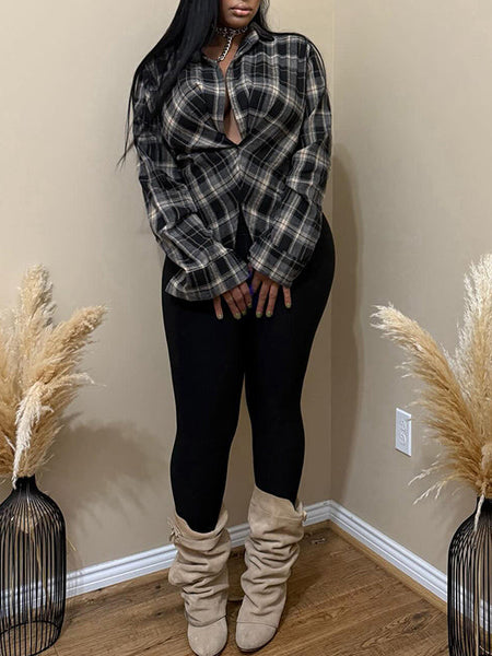 Plaid Side-Slit Shirt