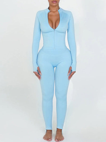 Solid Zip Top & Pants Set