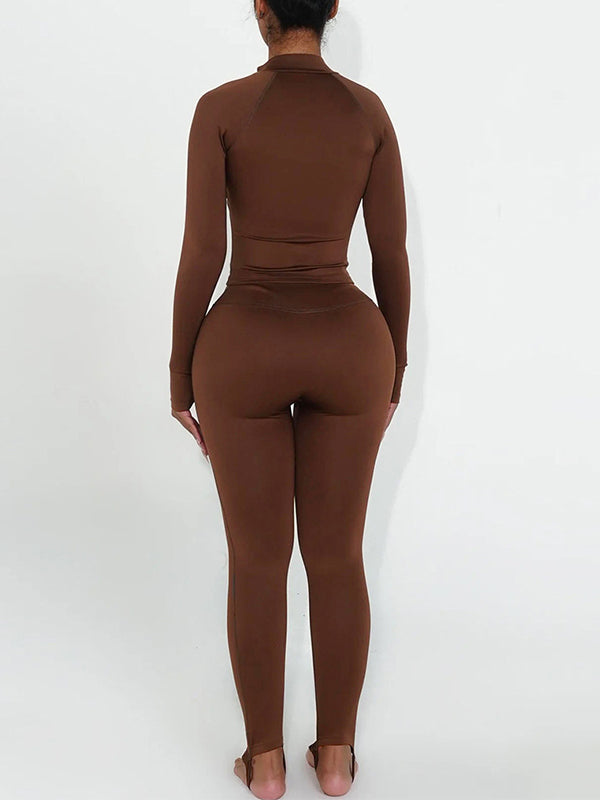 Solid Zip Top & Pants Set