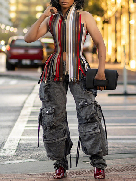 Zip Combo Halter Top