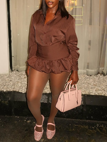 Stripe Shirt & Bubble Skirt Set