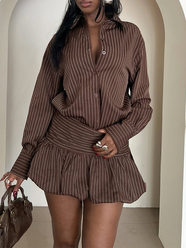 Stripe Shirt & Bubble Skirt Set