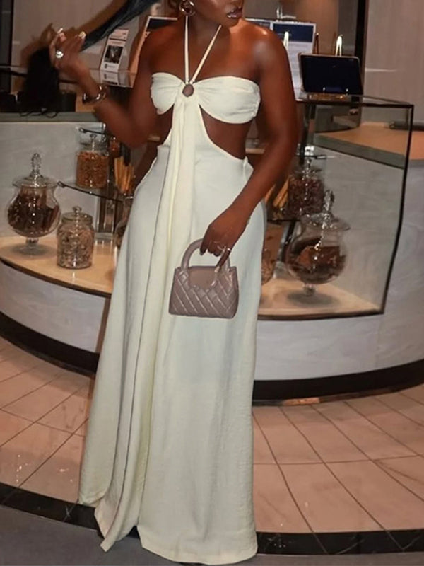 Halter Cutout Wide-Leg Jumpsuit