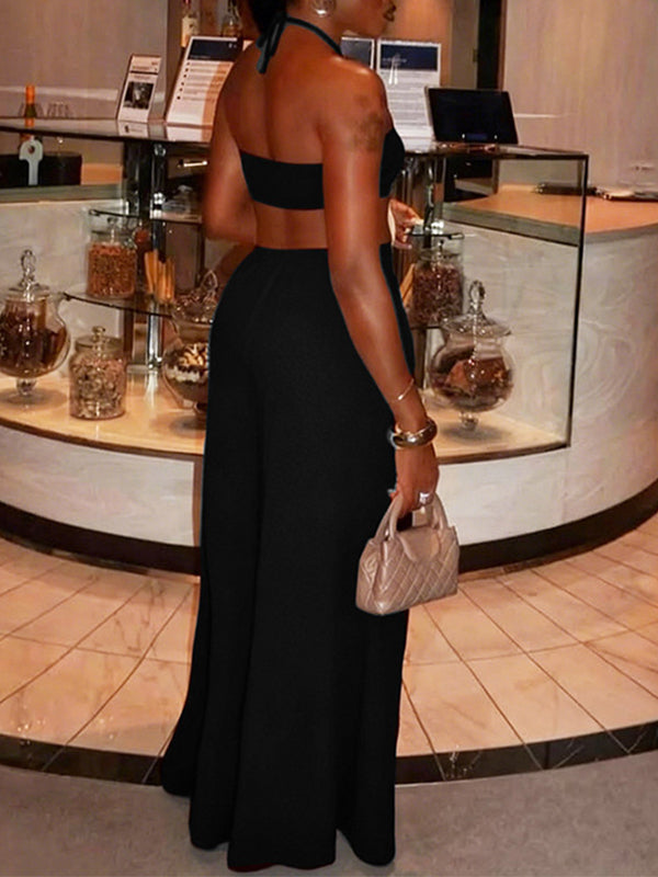 Halter Cutout Wide-Leg Jumpsuit