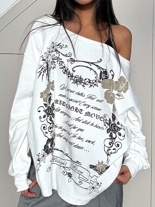 Printed Boat-Neck Sweatshirt