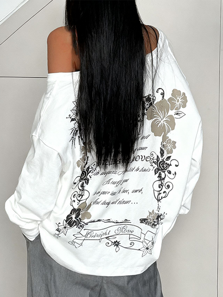 Printed Boat-Neck Sweatshirt