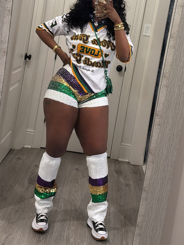 Printed V-Neck Top & Shorts Set