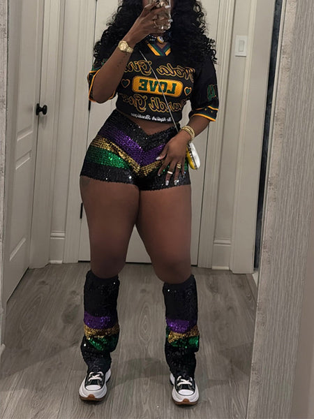 Printed V-Neck Top & Shorts Set