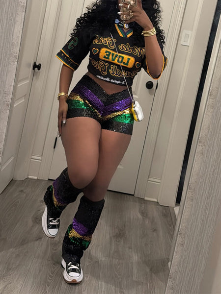 Printed V-Neck Top & Shorts Set