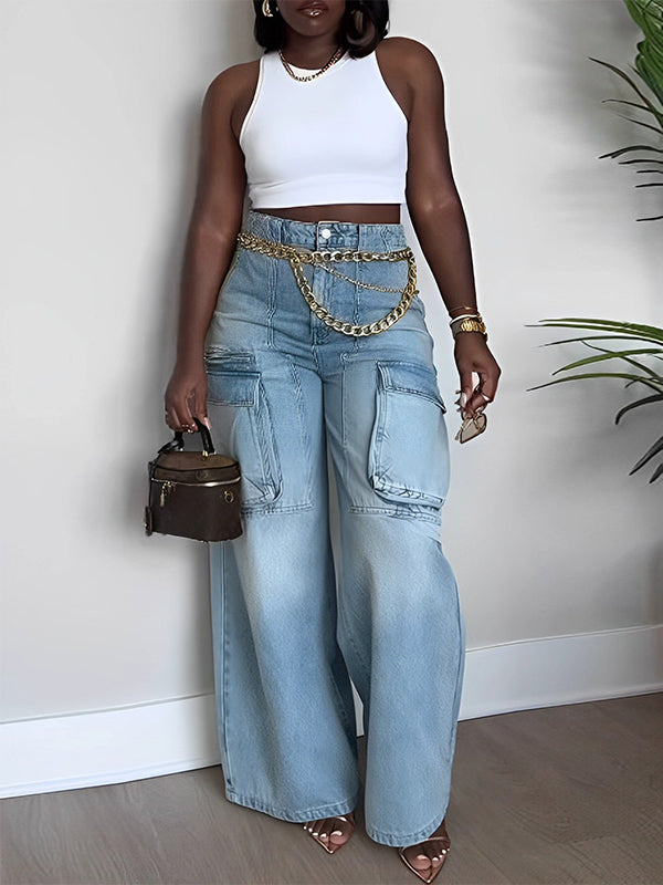 Wide-Leg Cargo Jeans