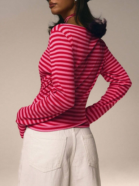 Stripe Tied-Neck Top