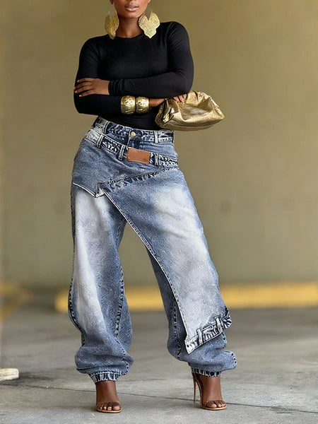 Indiebeautie Asymmetric Overlap Jeans