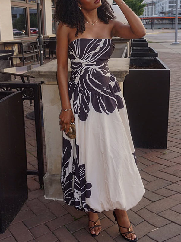 Printed Strapless Dress