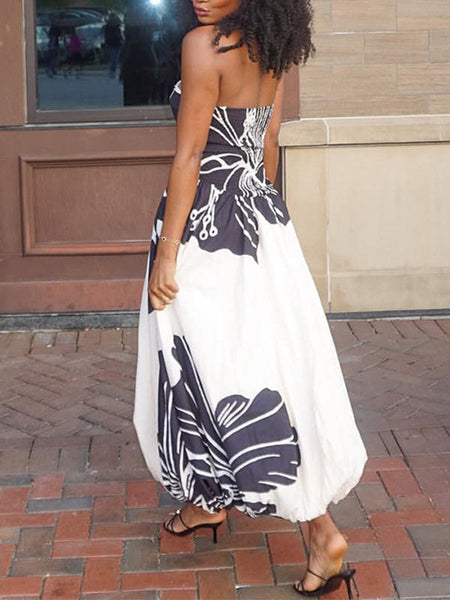 Printed Strapless Dress