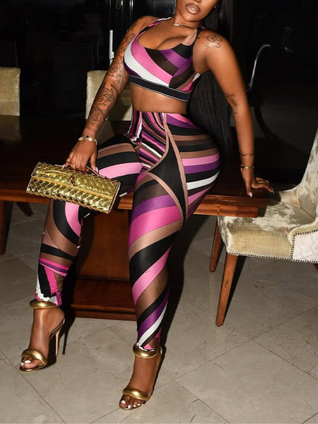 Printed Tank Top & Pants Set