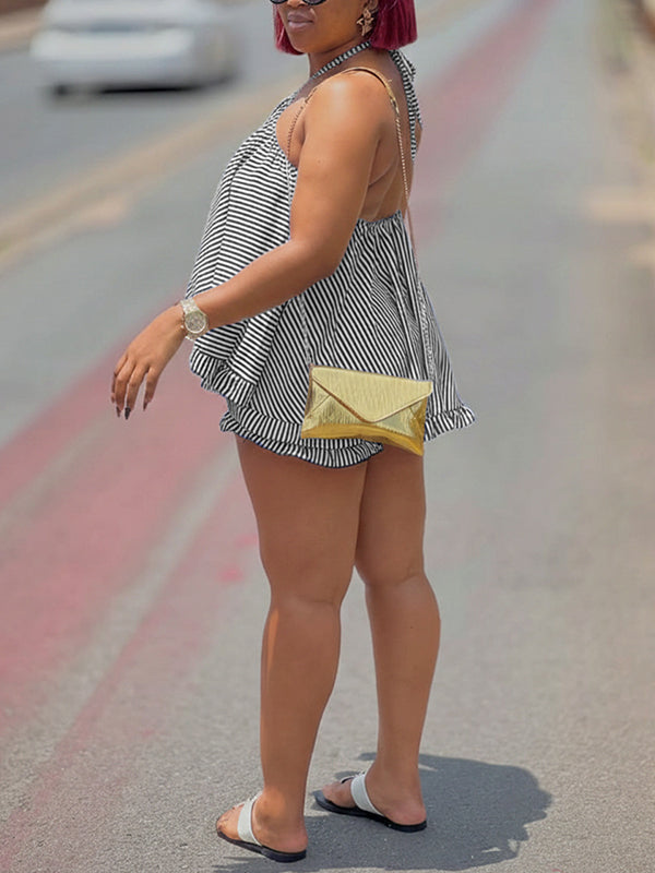 Stripe Halter Top & Shorts Set