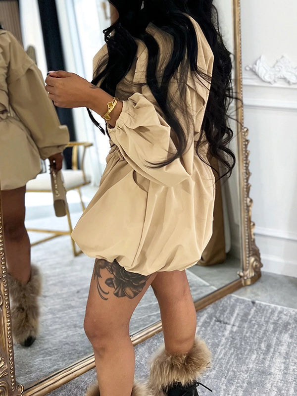 Lapel Jacket & Bubble Shorts Set