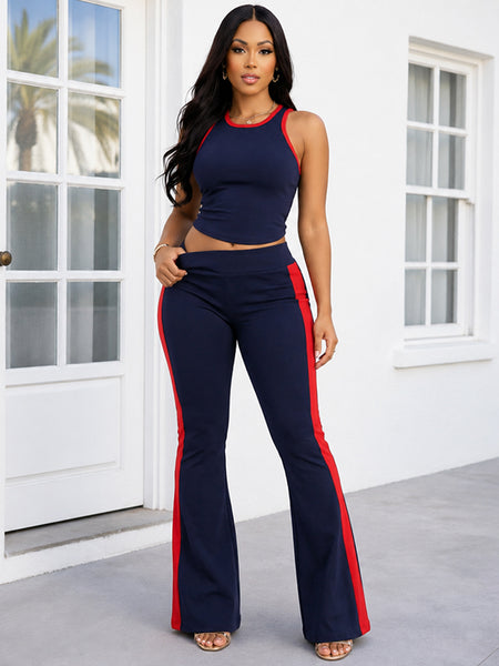 Contrast Tank Top & Pants Set