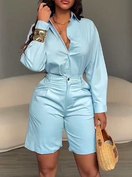 Solid Shirt & Bermuda Shorts Set