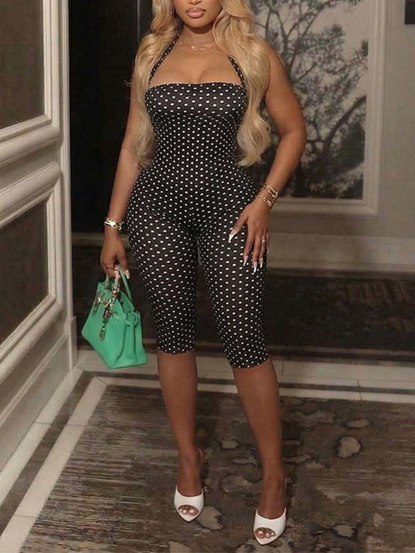 Dot Halter Capri Jumpsuit