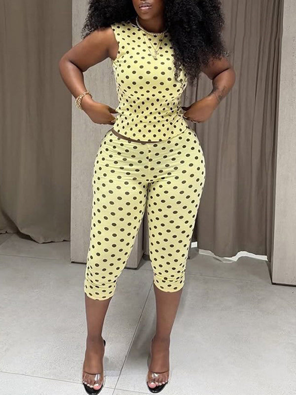 Dot Tank Top & Capri Pants Set