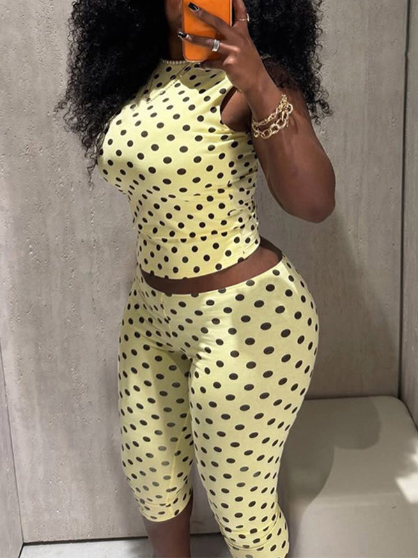 Dot Tank Top & Capri Pants Set