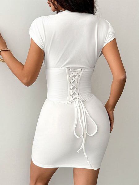 Solid Tee Dress with Corset