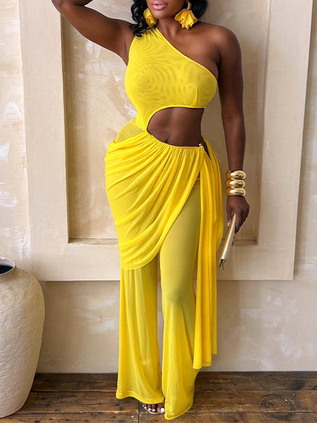 One-Shoulder Draped Jumpsuit