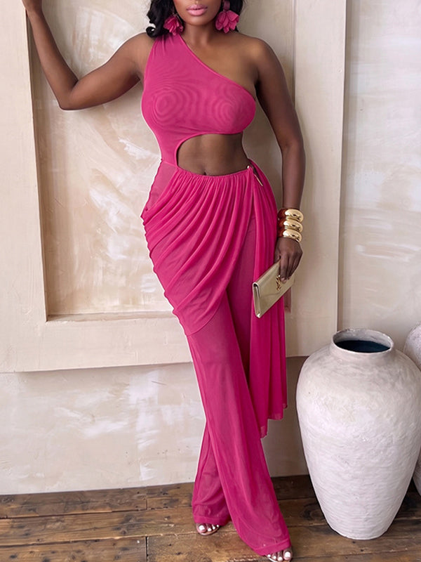 One-Shoulder Draped Jumpsuit