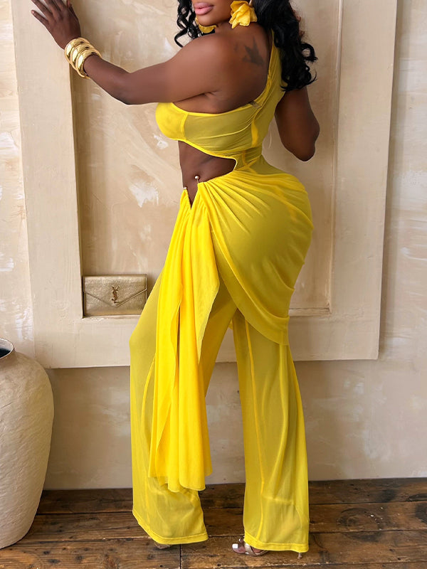 One-Shoulder Draped Jumpsuit